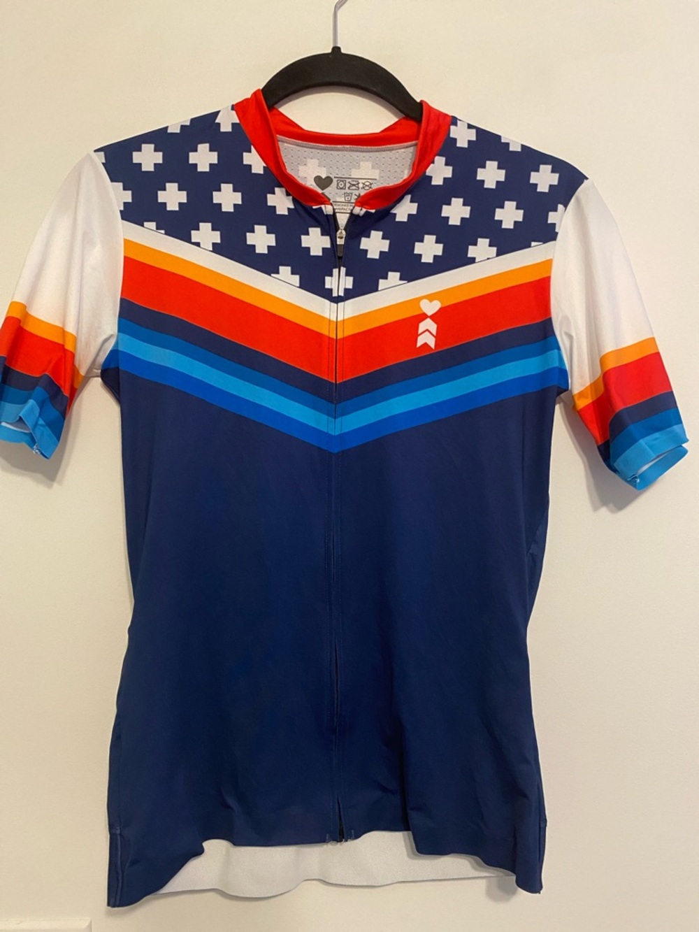 Coeur Navy Multicolor Chevron Cycling Jersey -